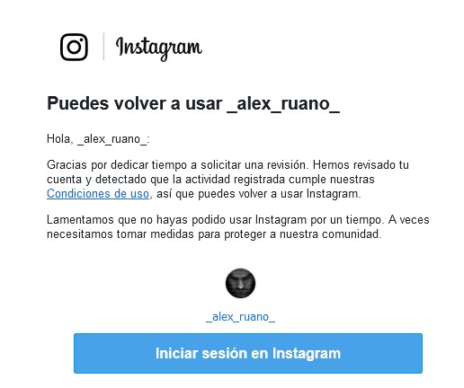 Instagram - Cuenta Restaurada - JUL24